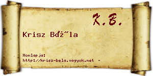 Krisz Béla névjegykártya